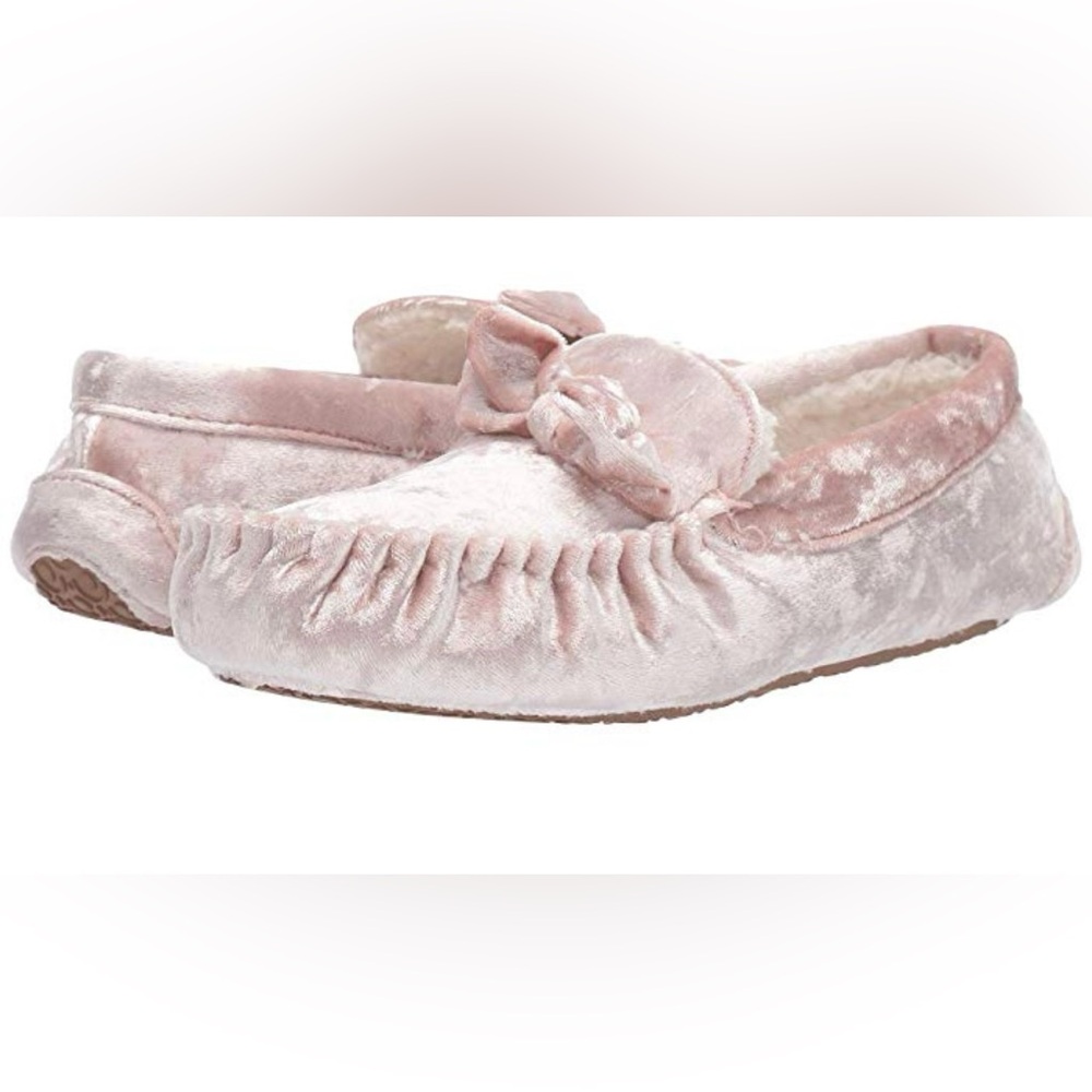 NWT Girls Stride Rite Blush Pink Crushed Velvet Comfort Fit Moccasins 11/12